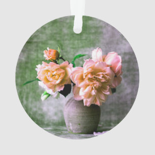 Blume der Koralle in Grauvase Pink Orange Ornament