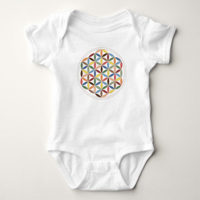 Blume der Leben-Retro Farben T-Shirt (Vorderseite)