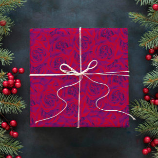 Blume der lebendigen Rose Muster Lila Rot Geschenkpapier