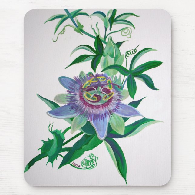 Blume der Leidenschaft Botanische Kunst Mousepad (Vorne)