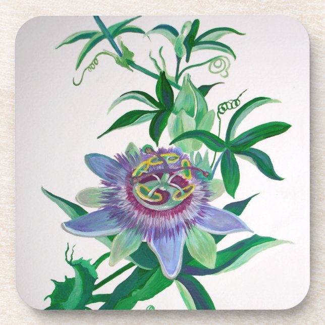 Blume der Leidenschaft Botanische Kunst Untersetzer (Vorderseite)