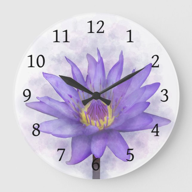Blume der lila Wasserlilie 7 Große Wanduhr (Vorderseite)