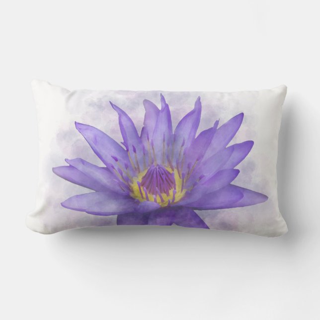 Blume der lila Wasserlilie 7 Lendenkissen (Vorderseite)