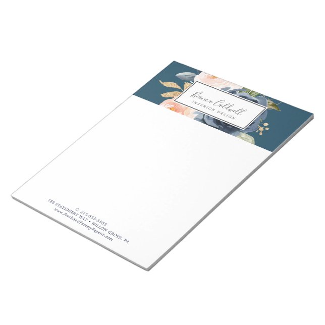Blume der Marine | Blue 8,5 x 11" Business Notizblock (angewinkelt)