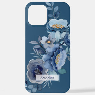 Blume der Marine   Personalisierter Name iPhone 12 Pro Max Hülle