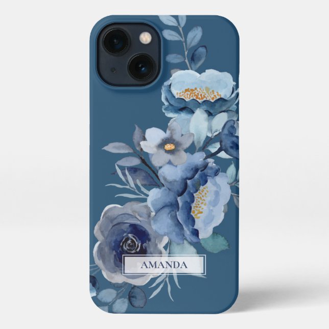 Blume der Marine | Personalisierter Name iPhone Hülle (Rückseite)
