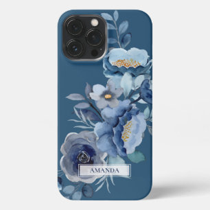 Blume der Marine   Personalisierter Name iPhone 13 Pro Max Hülle
