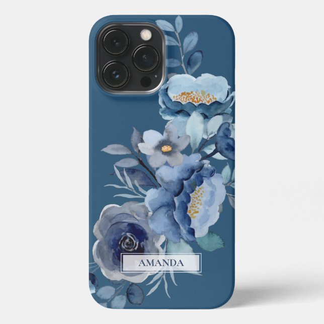 Blume der Marine | Personalisierter Name iPhone Hülle (Rückseite)