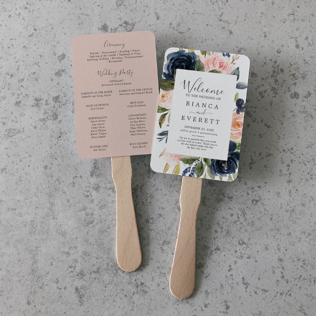 Blume der Marine | White Wedding Program Fan Fächer (Von Creator hochgeladen)