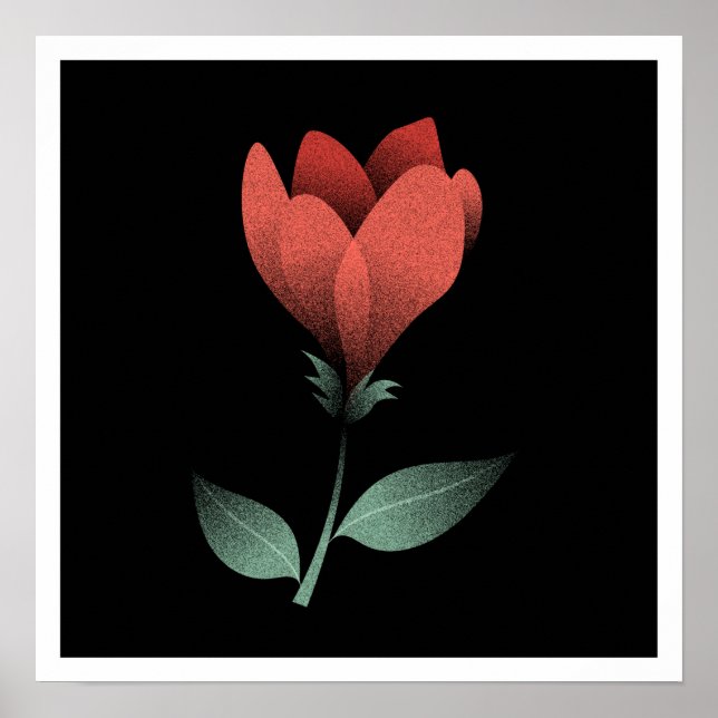 Blume der Minimalistischen rote Rose Poster (Vorne)