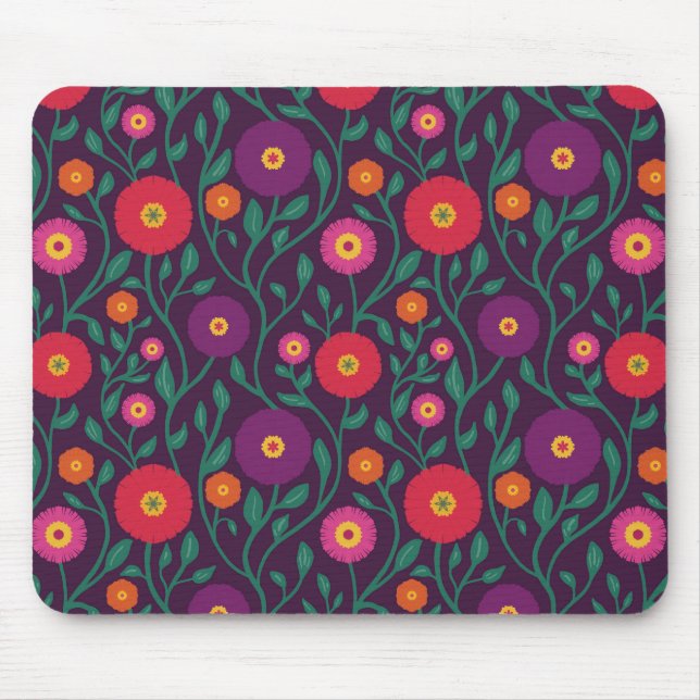 Blume der Mitte des Jahrhunderts | Garten-Girlande Mousepad (Vorne)