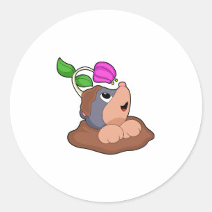 Blume der Mole Earth Runder Aufkleber