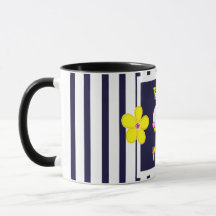 Blume der Navy Strip Bright Yellow Art Tasse