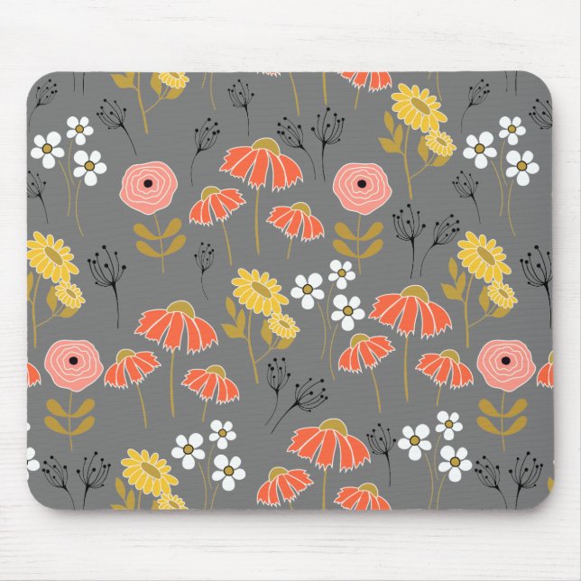 Blume der orangen und gelben Doodle Mousepad (Vorne)