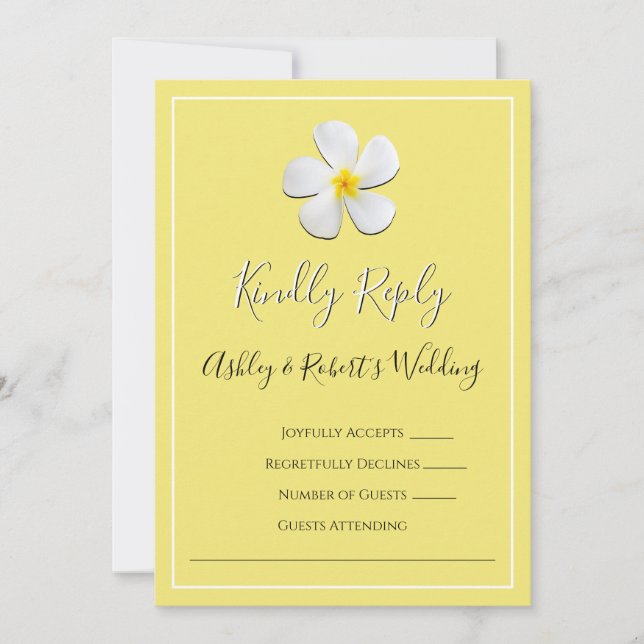 Blume der Plumeria auf Gelb, UAWG Einladung (Vorderseite)