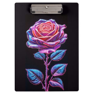 Blume der pulsierenden Neon Rose Klemmbrett