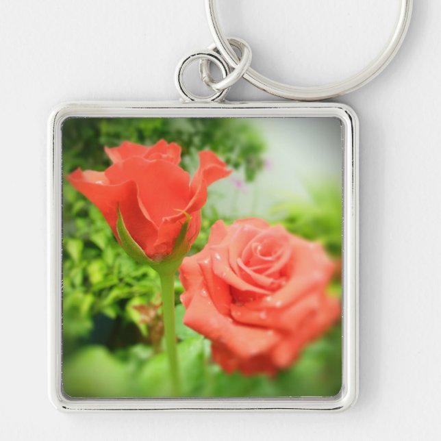 Blume der romantischen Rose Schlüsselanhänger (Vorne)