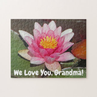 Blume der rosa Wasserlilie Wir Liebe Sie Oma Puzzle
