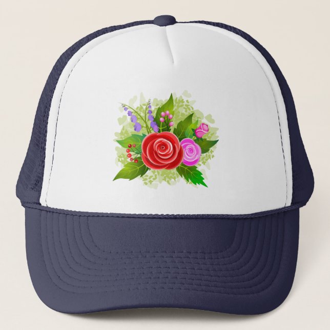 Blume der Rose Truckerkappe (Vorderseite)
