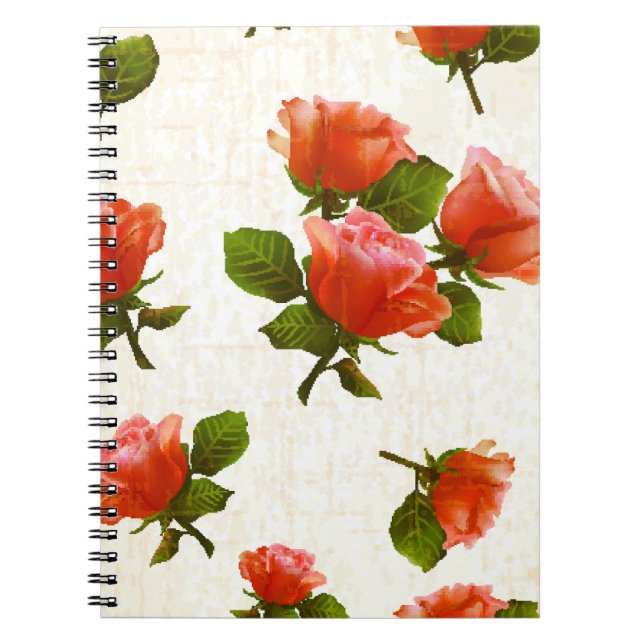 Blume der Rose, Vintager Hintergrund. Notizblock (Vorderseite)