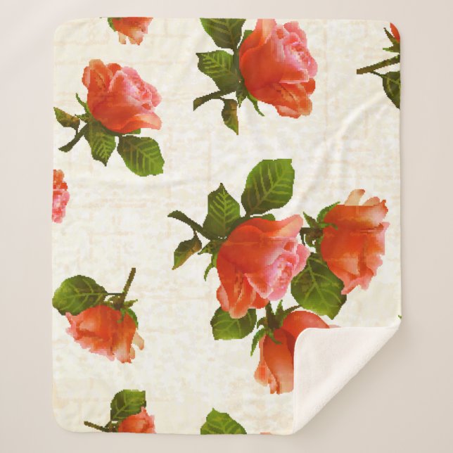 Blume der Rose, Vintager Hintergrund. Sherpadecke (Vorderseite)