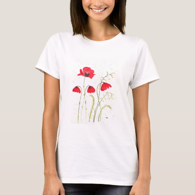 Blume der roten, rustikalen Mohnblüten T-Shirt (Vorderseite)