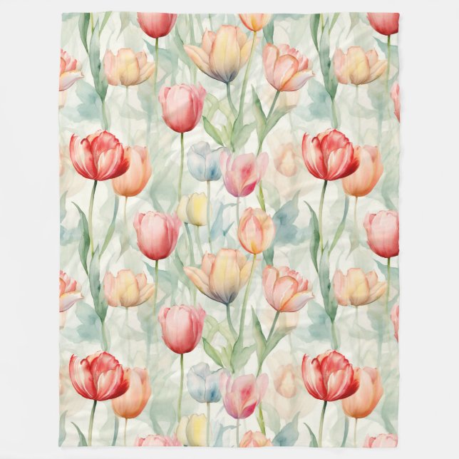 Blume der Rotgelben Tulip Fleecedecke (Vorderseite)
