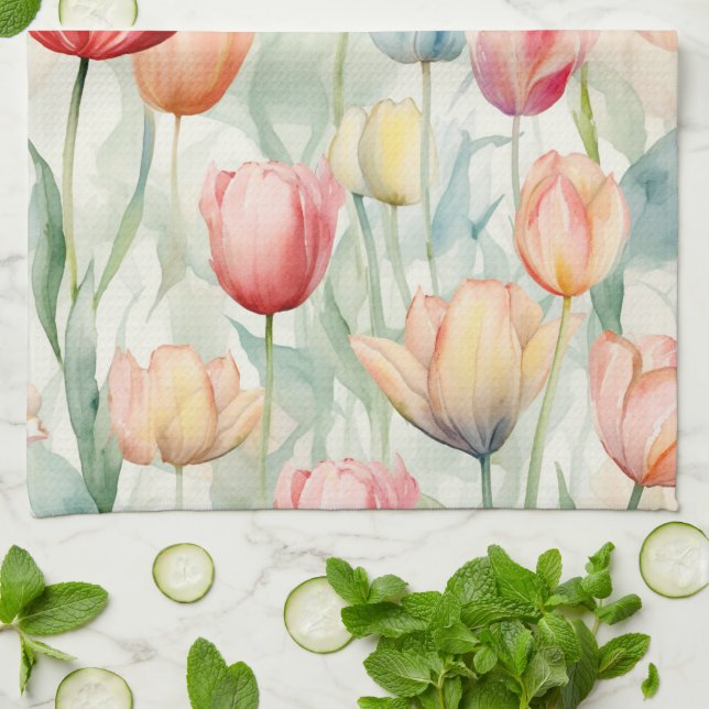 Blume der Rotgelben Tulip Geschirrtuch (Gefaltet)