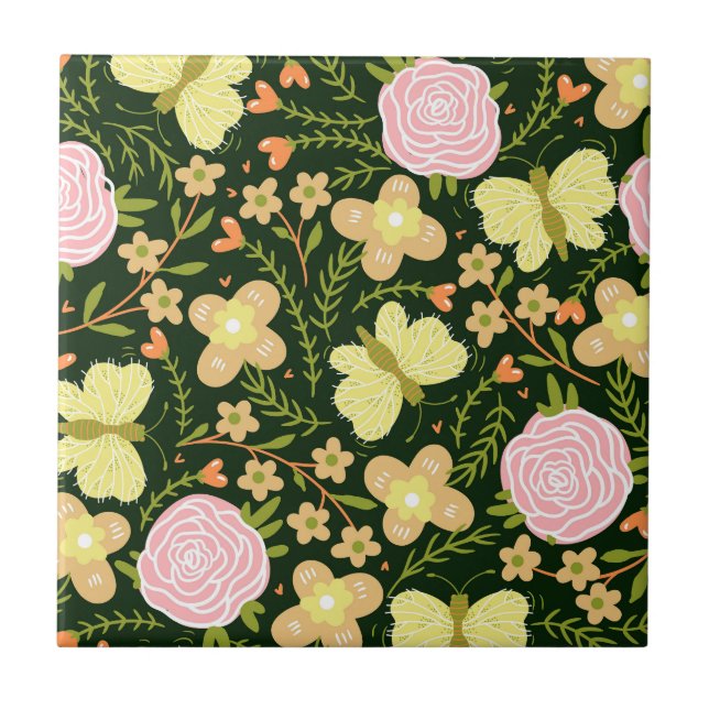 Blume der Schmetterlinge Fliese (Vorderseite)
