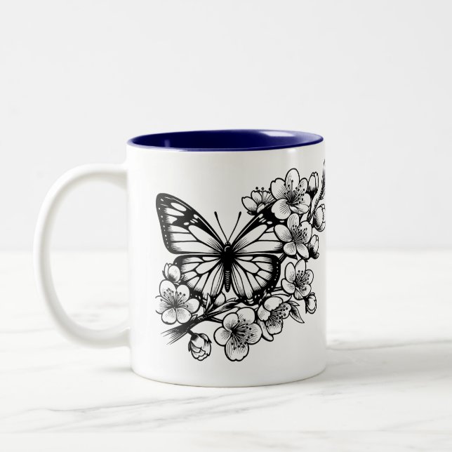 Blume der Schmetterlinge Zweifarbige Tasse (Links)