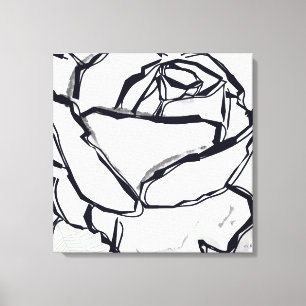 Blume der Schwarz-weißen Rose Abstrakt Art Minimal Leinwanddruck