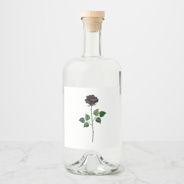 Blume der schwarzen Rose Alkoholflaschenetikett (Vorderseite)