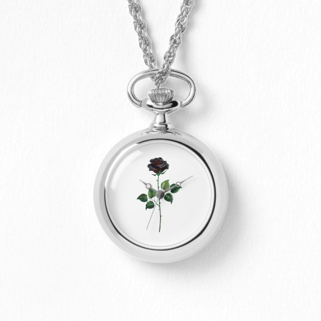 Blume der schwarzen Rose Armbanduhr (Vorderseite)