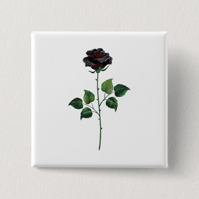 Blume der schwarzen Rose Button (Vorderseite)