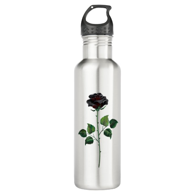 Blume der schwarzen Rose Edelstahlflasche (Vorderseite)