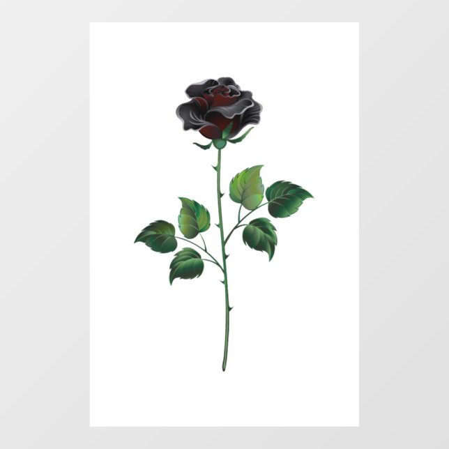 Blume der schwarzen Rose Fensteraufkleber (Blatt)