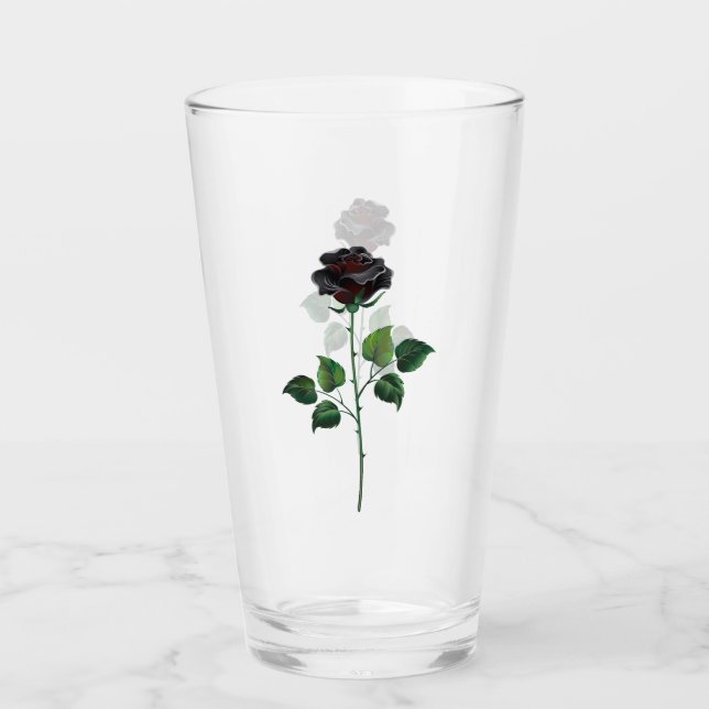 Blume der schwarzen Rose Glas (Vorderseite)