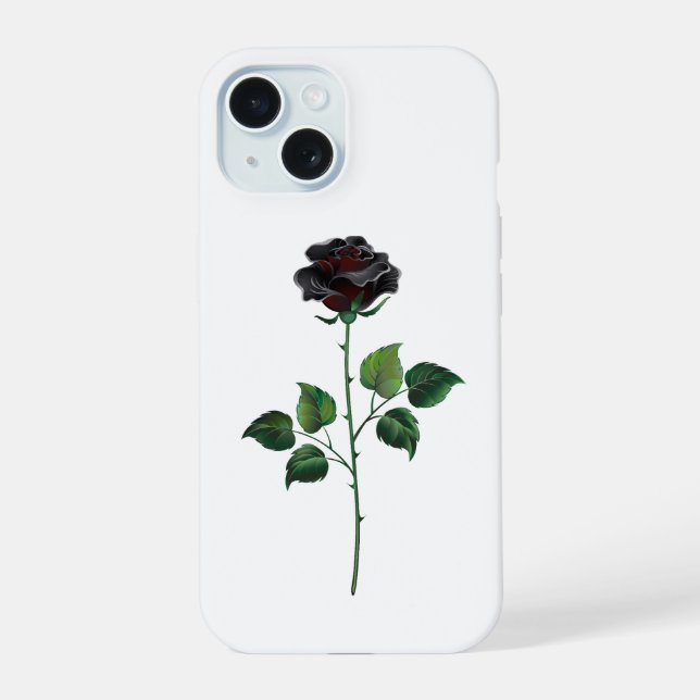 Blume der schwarzen Rose iPhone 15 Hülle (Rückseite)