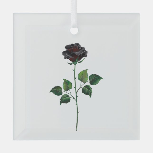 Blume der schwarzen Rose Ornament Aus Glas (Vorderseite)