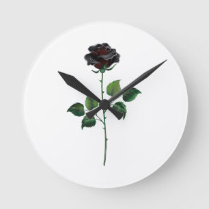 Blume der schwarzen Rose Runde Wanduhr