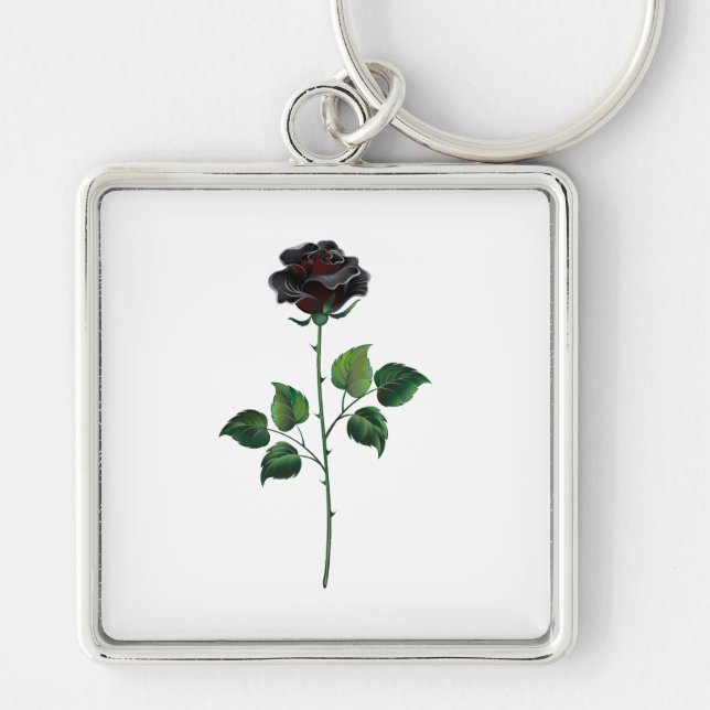 Blume der schwarzen Rose Schlüsselanhänger (Vorne)