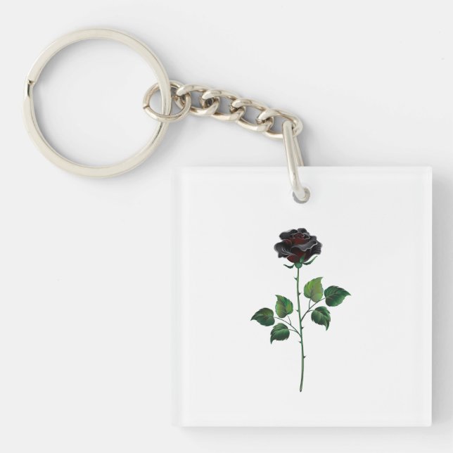 Blume der schwarzen Rose Schlüsselanhänger (Vorderseite)