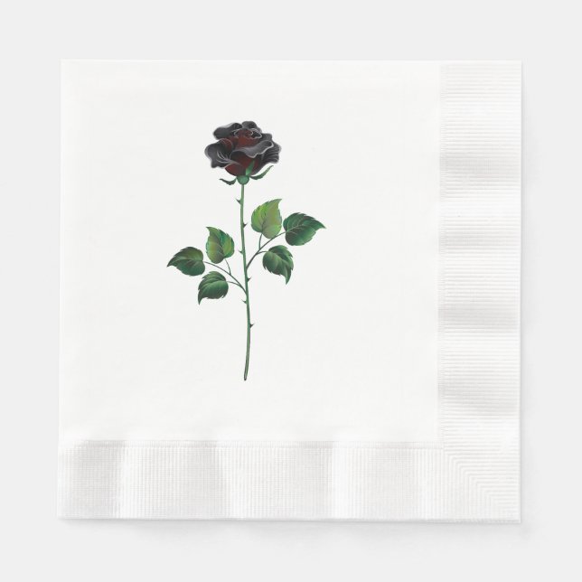 Blume der schwarzen Rose Serviette (Vorderseite)