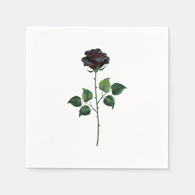 Blume der schwarzen Rose Serviette (Vorderseite)
