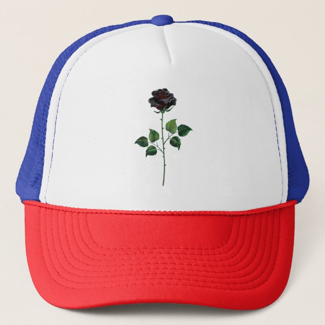Blume der schwarzen Rose Truckerkappe (Vorderseite)