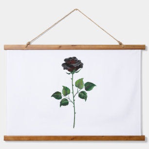 Blume der schwarzen Rose Wandteppich Mit Holzrahmen