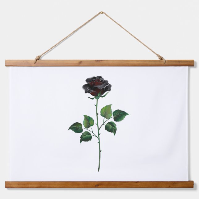 Blume der schwarzen Rose Wandteppich Mit Holzrahmen (Vorne)