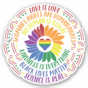 Blume der sozialen Gerechtigkeit in Farben Word Ar Aufkleber