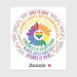 Blume der sozialen Gerechtigkeit in Farben Word Ar Aufkleber