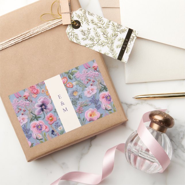 Blume der Stickerei Rechteckiger Aufkleber (Schenken)